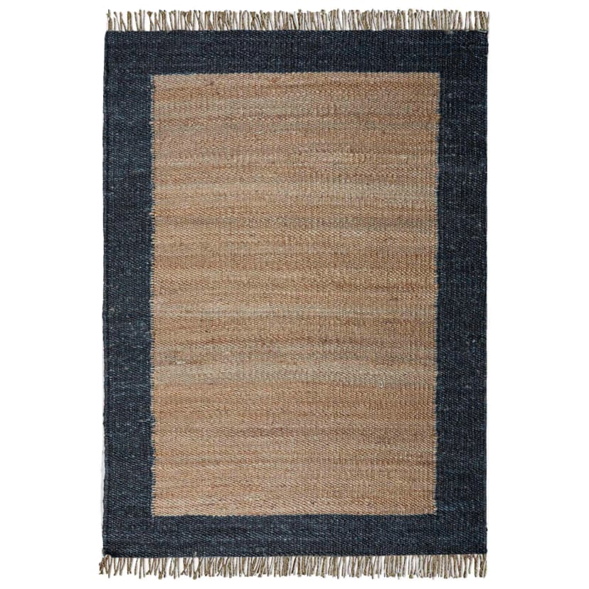 Handmade Natural Hemp Jute Rug with Black Border