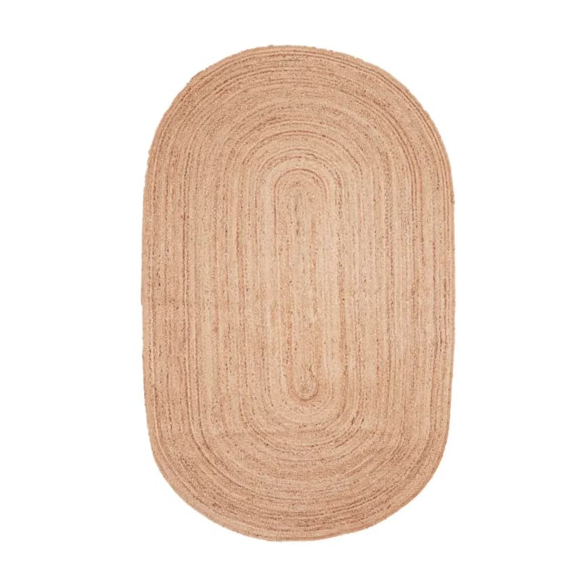 Indian Handmade Natural Oval Jute Rug