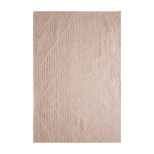 Hand Braided Rectangle Jute Rug Off-white Color With Diamond Pattern Design 