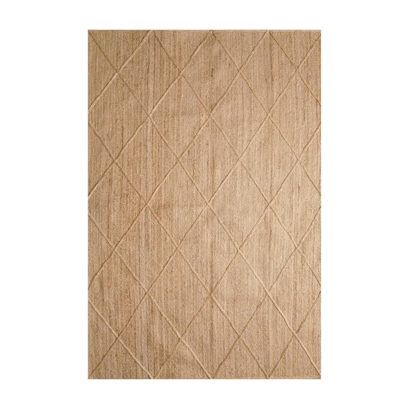 Handmade Braided Natural Jute Rug with Beige Diamond Pattern 