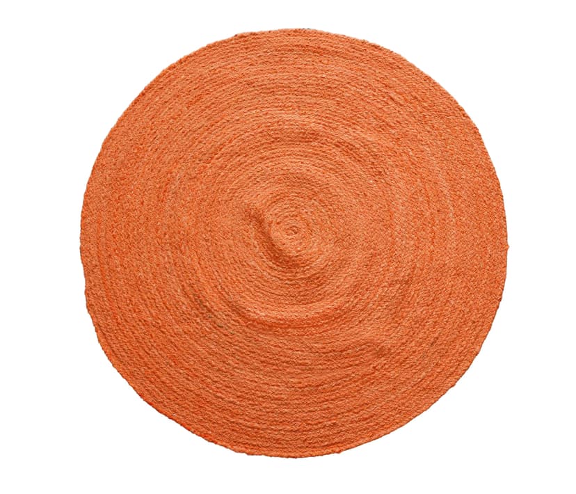Orange Color Cotton Chindi Round Rug