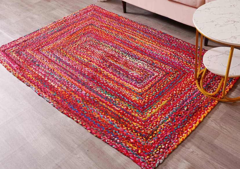 Handwoven Multicolor Cotton Rectangle and Square Rug