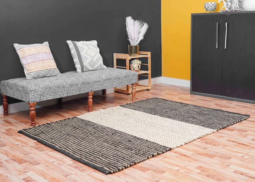 Custom Size Hand Loomed Multicolor Jute Hemp Rectangle Rug Vintage Hemp Jute large Dhurrie Rug Bohemian Area Rug