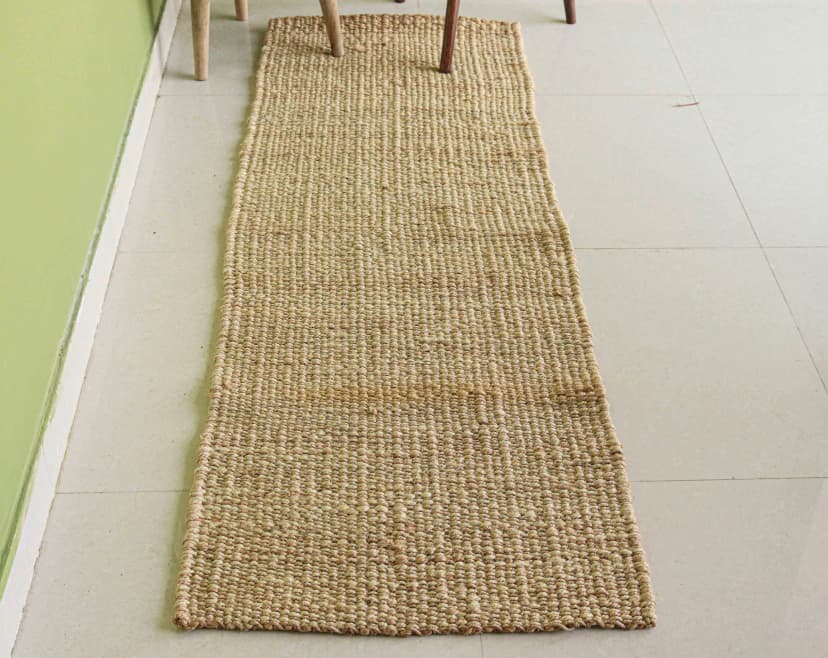 Beige Hemp Jute Rug Handwoven Jute Hemp Runner Rug for Living Room Decor Vintage Large Runner Dhurrie Rug 