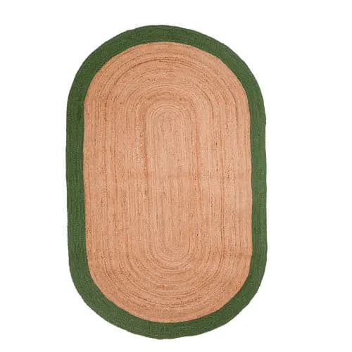 Natural Jute Hand Braided Large Area Oval Jute Rug with Customize Color Border
