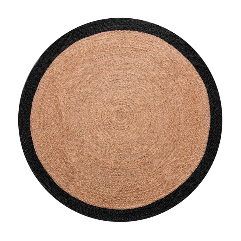 Custom Color Bordered Hand Braided Natural Jute Round Rug
