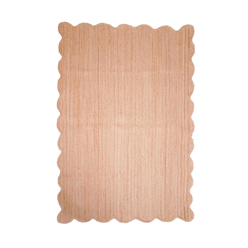 Hand Braided Bohemian Natural Rectangle Scalloped Jute Rug