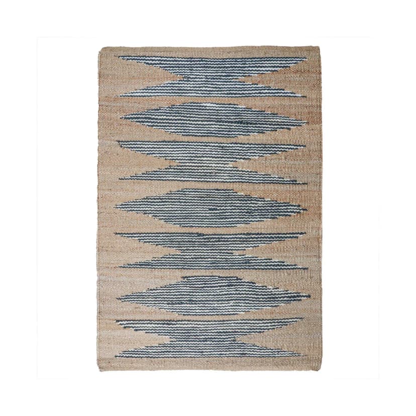 Indian Handmade New Design Natural Jute Hemp Rug with Black and White Design Hemp Rug For Hallway Decor Hemp Rug For Living Room Area Vintage Large Dhurrie Rug