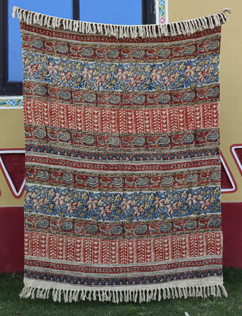 Handwoven Multicolor Soft Cotton Throw Blanket And White Fringes Blanket Hand Loomed Cloth Soft Cotton Blanket Printed Cotton Throw Blanket Vintage Textiles Blanket