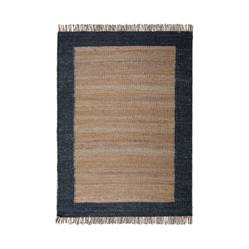 Indian Handmade hemp Cotton Jute Rug beige With Black Border Hemp Jute Rug And Fringes Jute Rug Large Area Jute Rug For Living Room Decorative Hemp Rug 