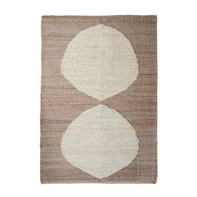 Hand Woven Beige Hemp With White Circle Pattern Hemp Rectangle For Hallway Decor Beautiful Hemp Rug For Living Room Area For Living Decor Home Rug 