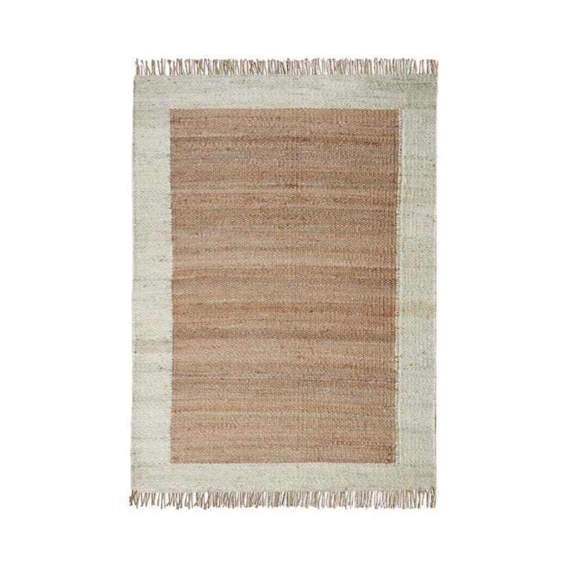 Handmade Natural Jute Hemp Rug With Off White Border Stair Decor Hemp Hand Loomed Handwoven Rugs Throw Carpet Home Decor Hemp Rug Fringes Jute Rug For Living Room