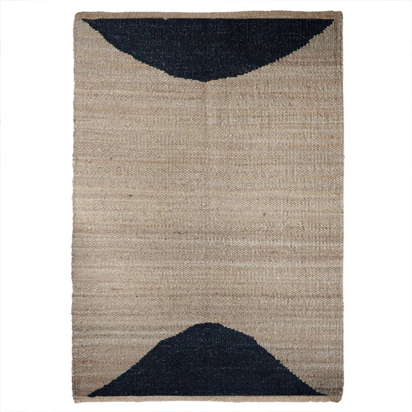 Natural Jute Hemp Rectangle Rug With Half Black Design Area Rug Vintage Decor Dhurrie Rug For Living Long Kitchen Decor Rug Bohemian Jute Rug Floor Rectangle Jute Rug