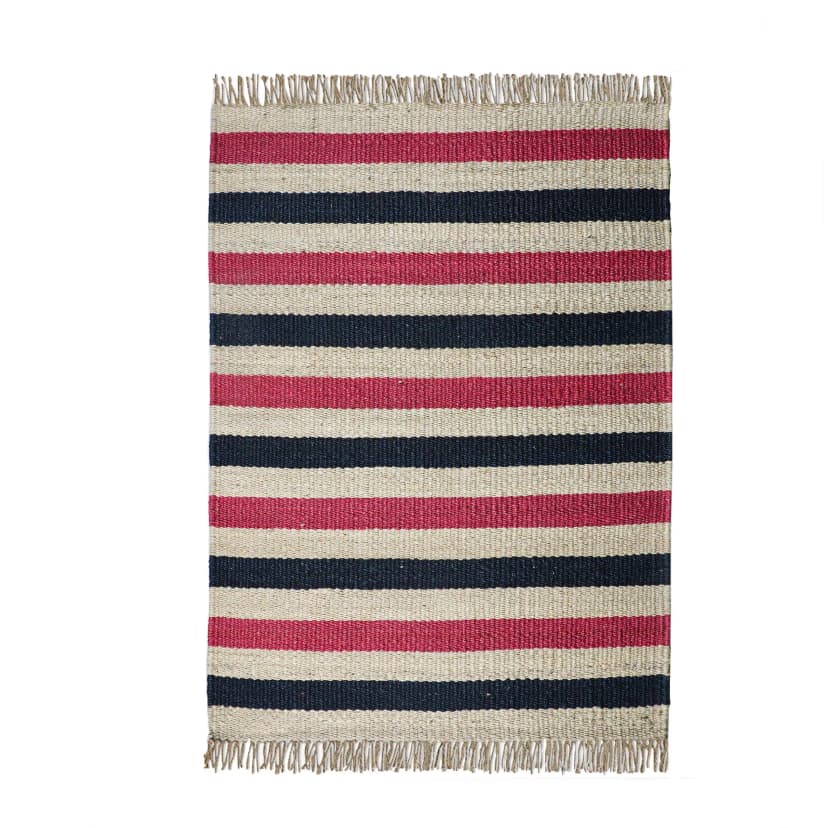 Handmade Jute Hemp Rectangle Doormat Rug For Living Area Décor Rug Multicolor Stripes Lines Vintage Large Rug Fringes Jute Rug Bohemian Handwoven Hemp Jute Rug 