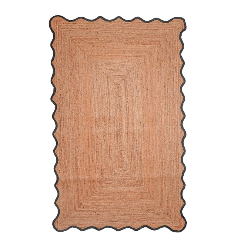 Indian Hand Braided Rectangle Jute Rug Beige With Every Color Border 