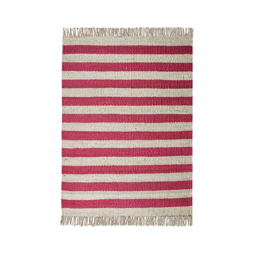 White Hemp Jute Rug With Red Stripes Line Decor Jute Rug Piece of two 2ft X 8ft