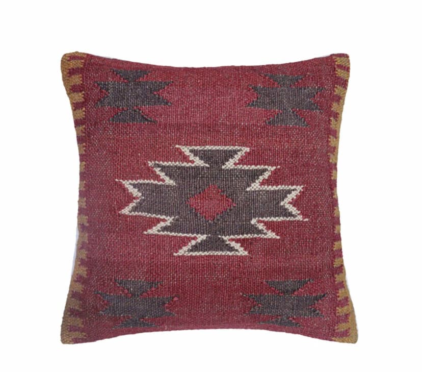 Handmade Set of 4 Vintage Kilim Wool Jute Pillow Covers