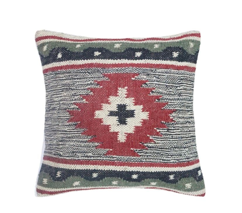 Wool Jute Cushion Cover Vintage Kilim Pillow