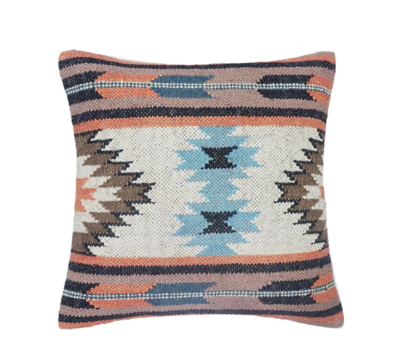 Indian Vintage Multicolor Kilim Wool Jute Cushion Cover