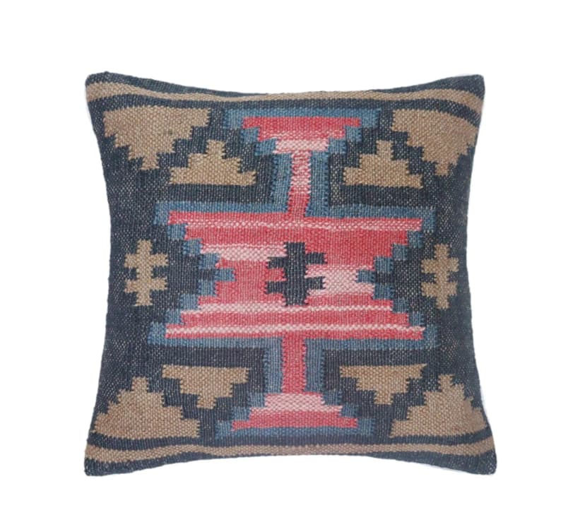 Set of 4 Indian Handwoven Wool Jute Kilim Cushion Covers