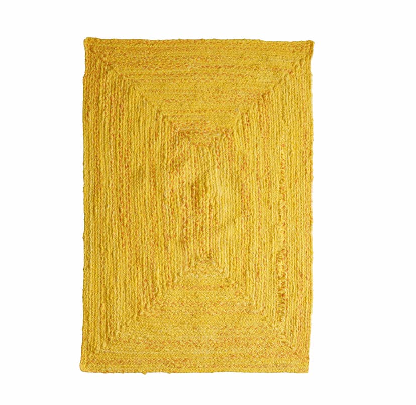 Yellow Handwoven Cotton Rectangle and Square Rug and Mat