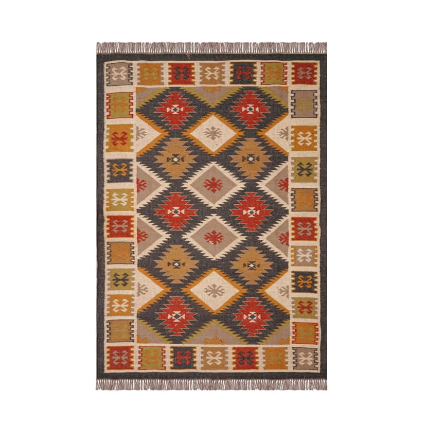 Vintage Handwoven Multicolor Wool Jute Kilim Rug Large Area Jute Rug For Living Room And Kitchen Decor Rug Bohemian Vintage Large Kilim Rug