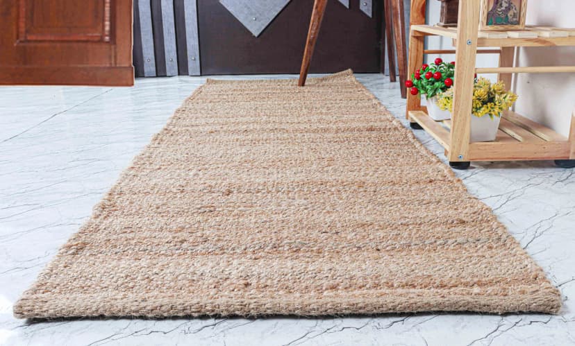 Large Area Handwoven Natural Jute Hemp Runner Rug for Home and Living Room Decor Boho Decor Rug Vintage Hemp Jute Dhurrie