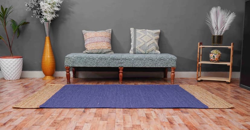 Every Color Custom Size Hand Braided Rectangle Jute Rug with Beige Border