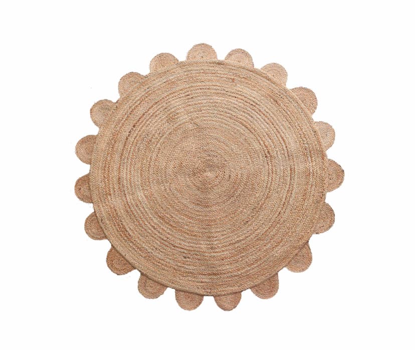 Natural Scalloped Hand Braided Round Jute Rug Home Decor Boho Rugs
