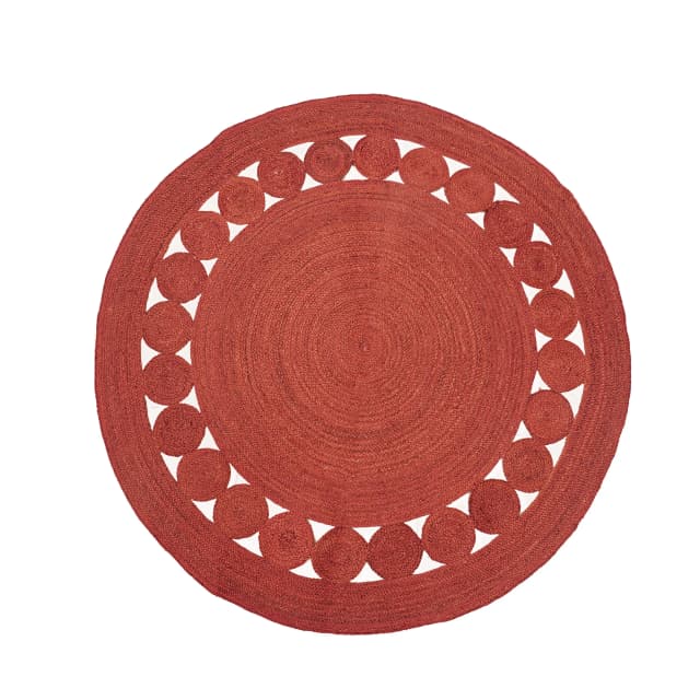 Customized Solid Color Scalloped Hand Braided Round Jute Rug