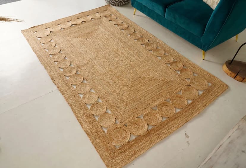 Eco Friendly Hand Braided Natural Rectangle Jute Rug