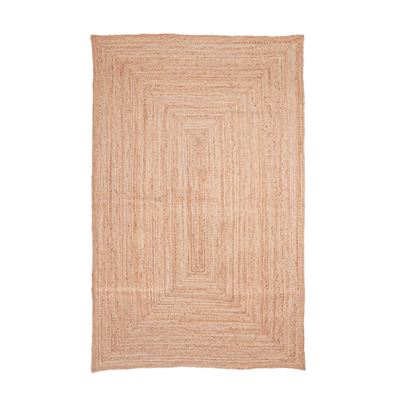 Indian Village Hand Braided Natural Bohemian Rectangle Jute Rug