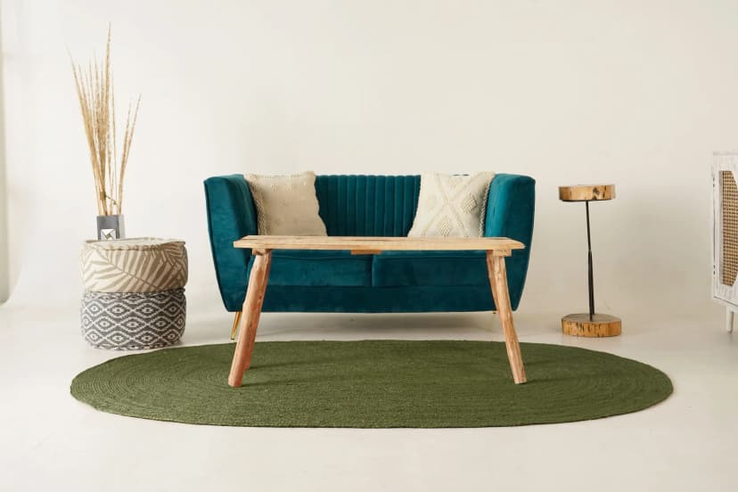 Hand Braided Eco Friendly Solid Pattern Oval Jute Rug