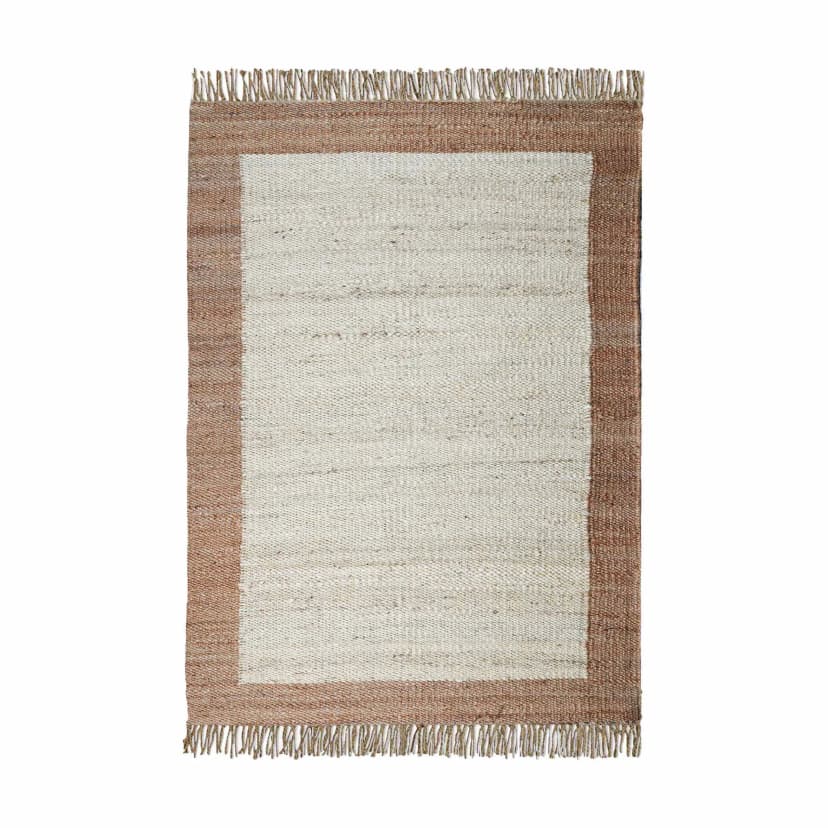 Off White Hemp Jute Rug With Beige Border Jute Rug And Natural Fringes Jute Rug For Living Decorative Jute Area Rug Vintage Large Rug Bohemian Jute Rug Handwoven Hemp Rug
