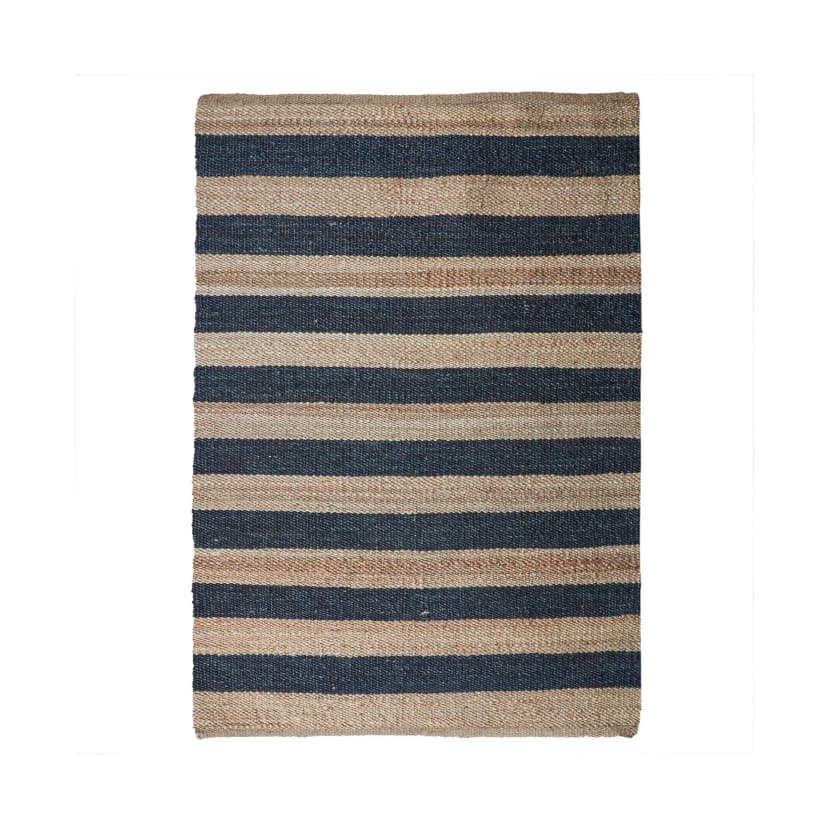 Eco Friendly Handwoven Natural Jute Hemp Rectangle Rug With Black Stripes Stair Decor Hemp Rug For Living Room Decor Boho Decor Hemp Rug Large Area Hemp Dhurrie Rug