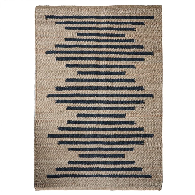 Natural Beige Hemp Rug With Black Stripe Design Hemp Rectangle Jute Rug Hemp For Stair Decor Table Decor Hemp Jute Rug Large Area Rug Moroccan Hemp Rug