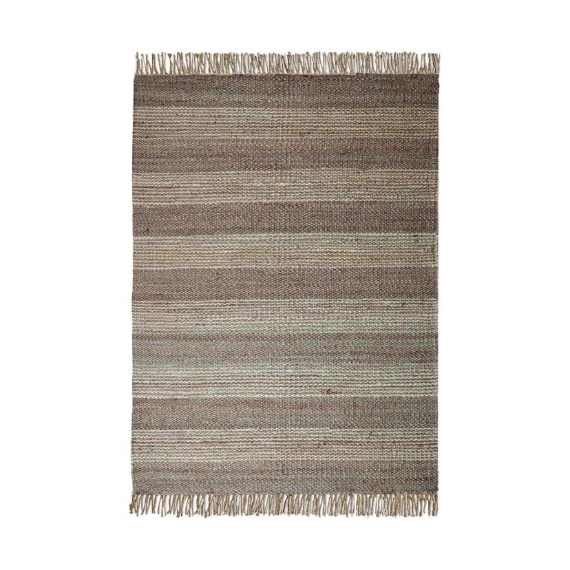 Indian Handwoven Hemp Large Area Decor Rug Natural Hemp With White Stiped Line Rug Fringes Jute Rug Vintage Decor Rug Living Room Rug Traditional Jute Rug