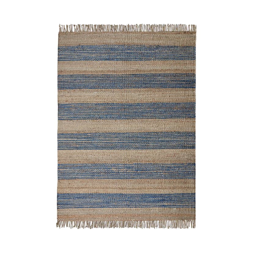 Handmade Beige Jute Hemp Rug With Blue Color Stripes Hallway Decor Hemp Rectangle Hemp For Farmhouse Hemp Carpet Boho Decor Hemp Rug Vintage Large Decor Area Rug
