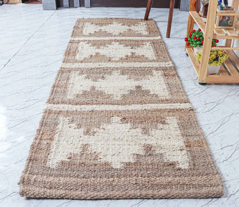 Costum Size Hemp Jute Runner Rug Beige With Off White Color Desing Rug Hand Crafted Jute Rug For Living Room And Kitchan Decor Rug Large Area Rug Vintage Rug