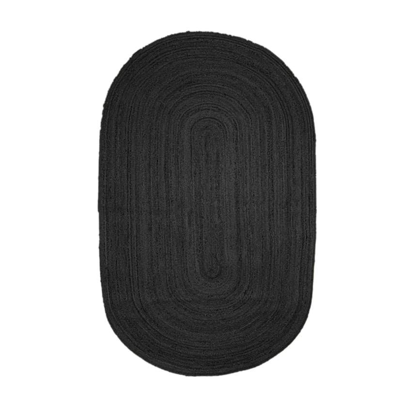 Indian Hand Braided Every Color Solid Oval Jute Rug